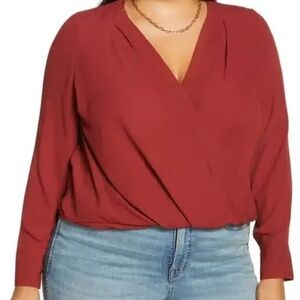 Halogen 3x Rust Wrap Blouse